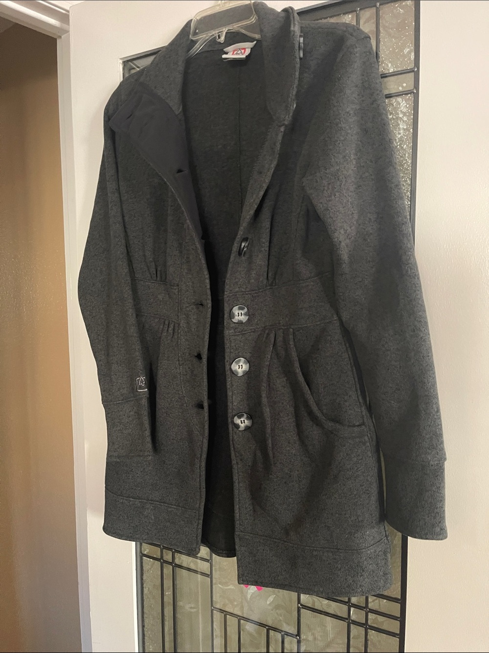 Woman’s Gray Button-Front Coat Jacket new excellent condition